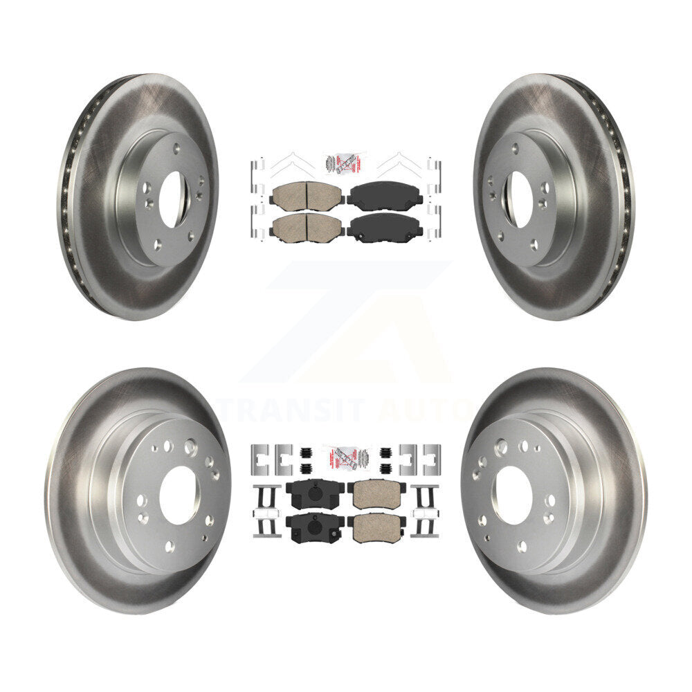 Front Rear Ceramic Pads And Coated Disc Brake Rotors Kit For 2003-2011 Honda Element KGA-101942