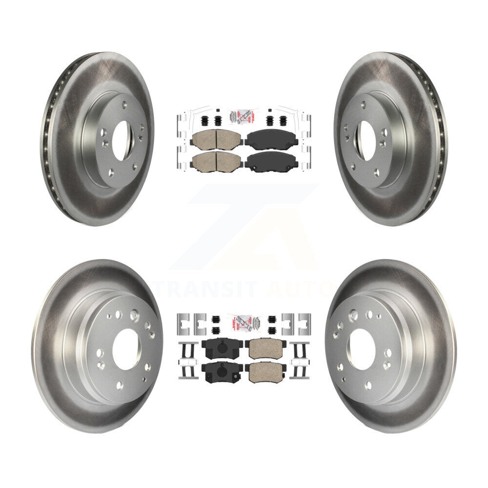Front Rear Ceramic Pads And Coated Disc Brake Rotors Kit For 2003-2011 Honda Element KGA-101943