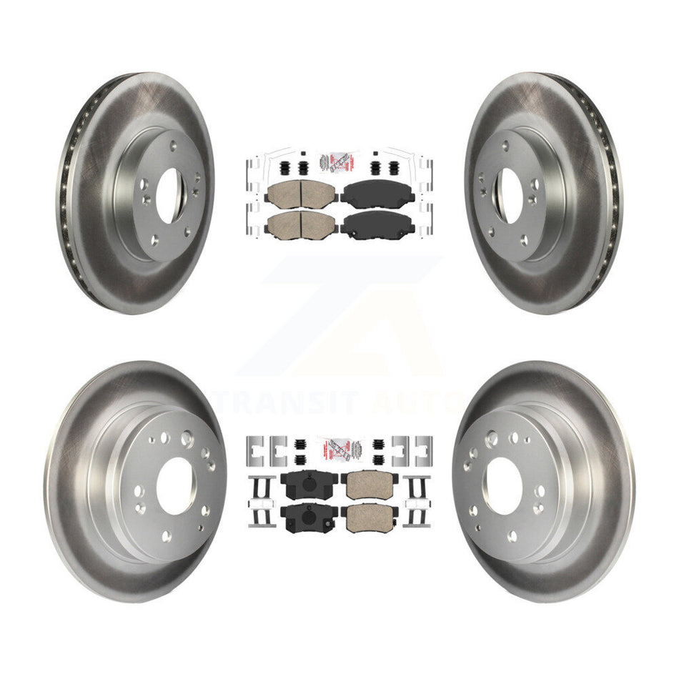 Front Rear Ceramic Pads And Coated Disc Brake Rotors Kit For 2003-2011 Honda Element KGA-101943