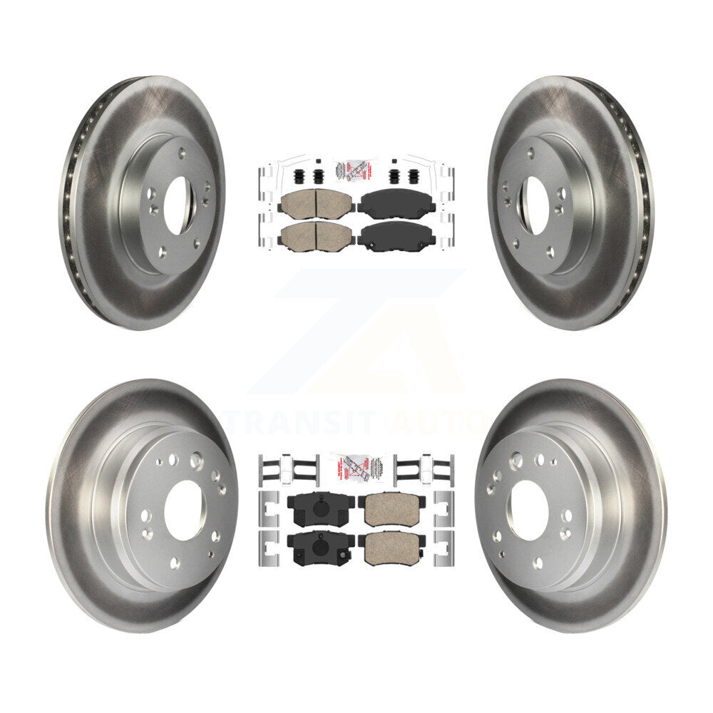 Front Rear Ceramic Pads And Coated Disc Brake Rotors Kit For 2003-2011 Honda Element KGA-101945