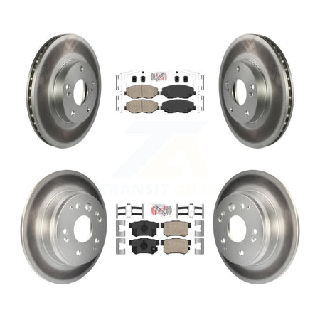 Front Rear Ceramic Pads And Coated Disc Brake Rotors Kit For 2003-2011 Honda Element KGA-101945