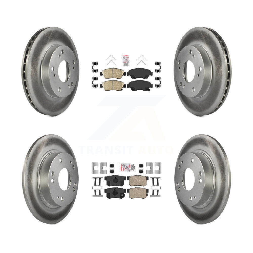Front Rear Ceramic Pads And Coated Disc Brake Rotors Kit For Honda Civic KGA-101974
