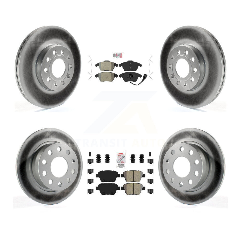 Front Rear Semi-Metallic Pad Coated Brake Rotors Kit For 17-18 Volkswagen Jetta 1.8L/1.4L KGA-101991