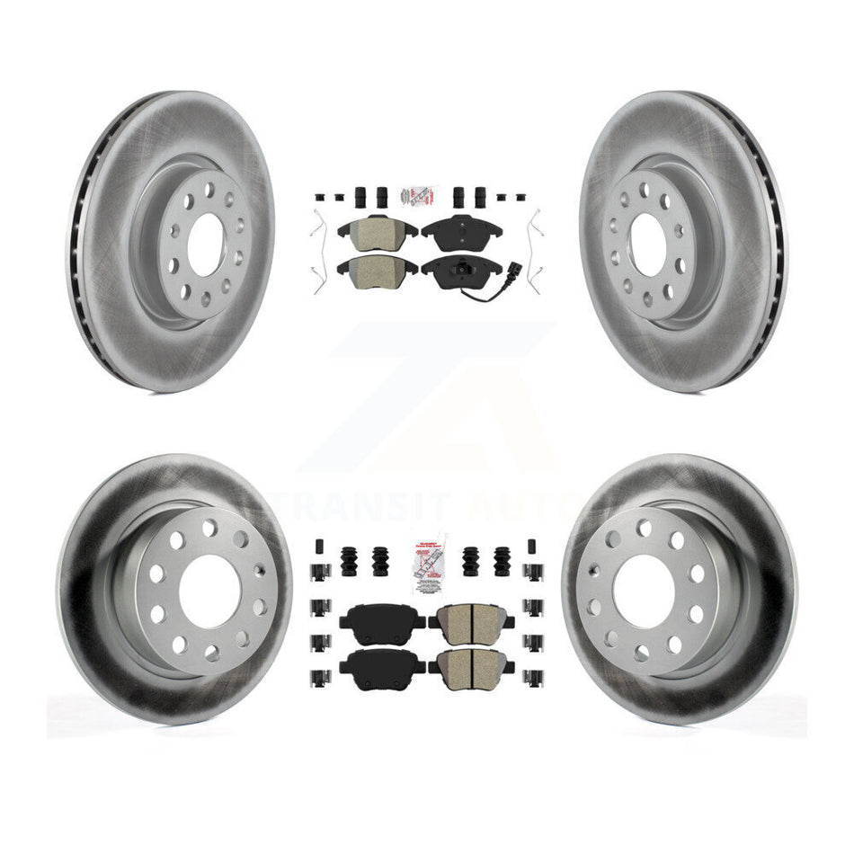 Front Rear Semi-Metallic Pad & Coated Brake Rotor Kit For 2017-2018 Volkswagen Jetta 2.0L KGA-101992