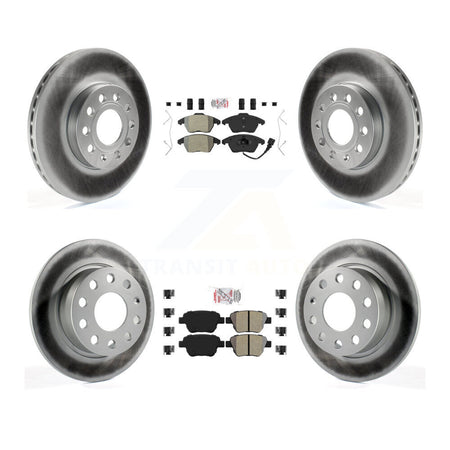 Front Rear Semi-Metallic Pad Coated Brake Rotors Kit For 17-18 Volkswagen Jetta 1.8L/1.4L KGA-101996
