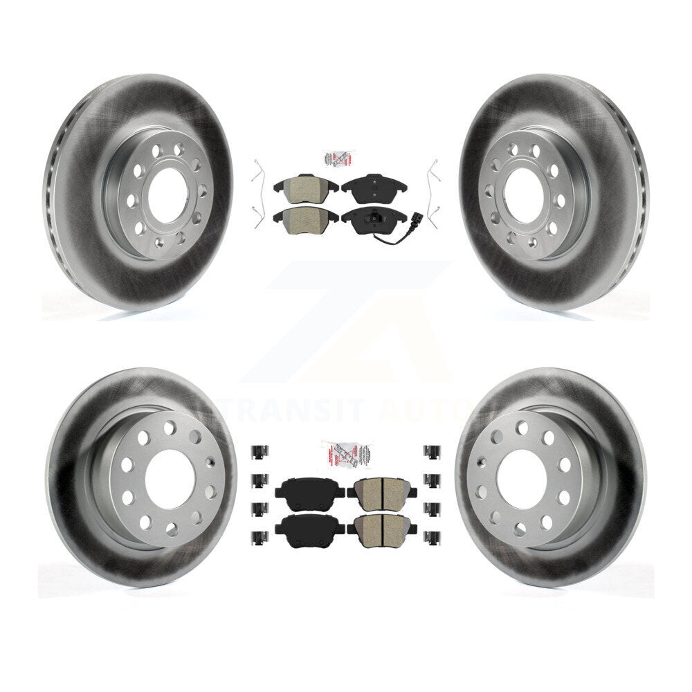 Front Rear Semi-Metallic Pad Coated Brake Rotors Kit For 17-18 Volkswagen Jetta 1.8L/1.4L KGA-101997