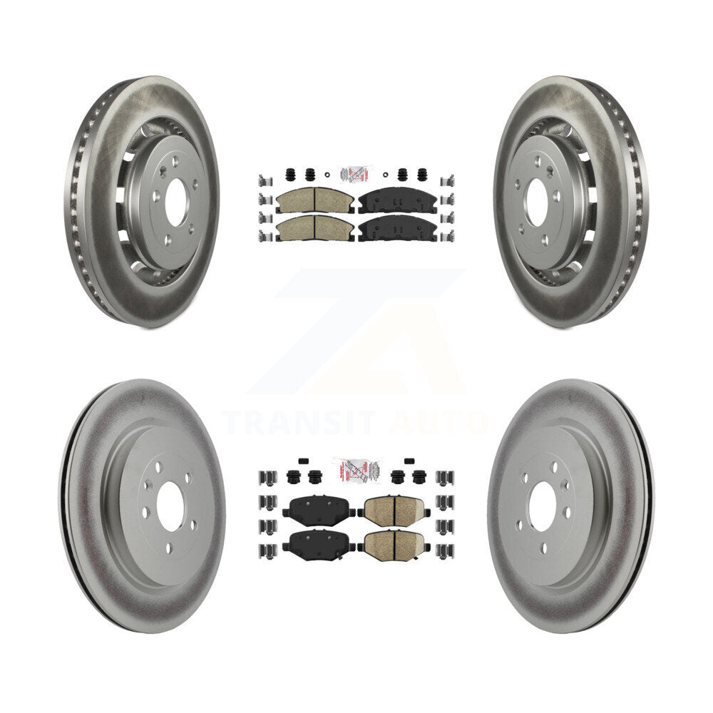 Front Ceramic Rear Semi-Metallic Pad Coated Brake Rotor Kit For Ford Explorer Flex Taurus KGA-102046