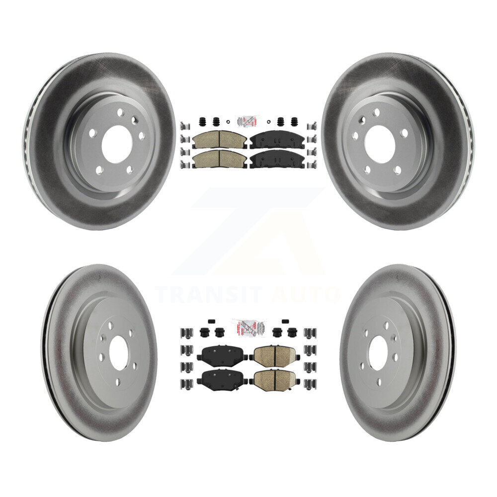 Front Ceramic Rear Semi-Metallic Pad Coated Brake Rotors Kit For 2013 Ford Explorer Sport KGA-102054