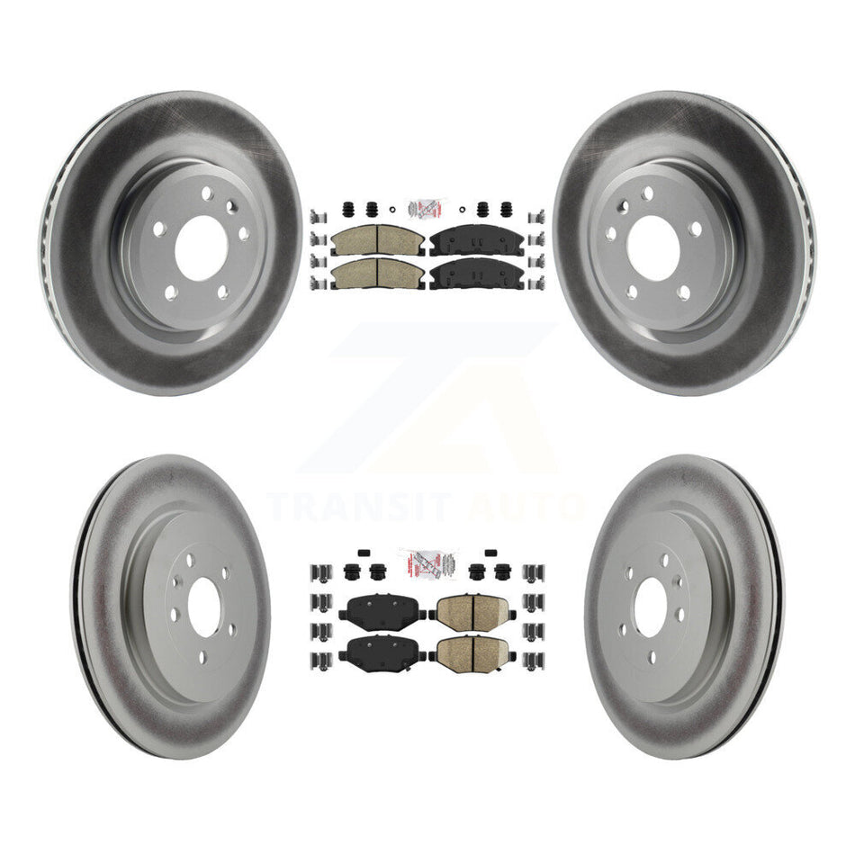 Front Ceramic Rear Semi-Metallic Pad Coated Brake Rotors Kit For 2013 Ford Explorer Sport KGA-102054