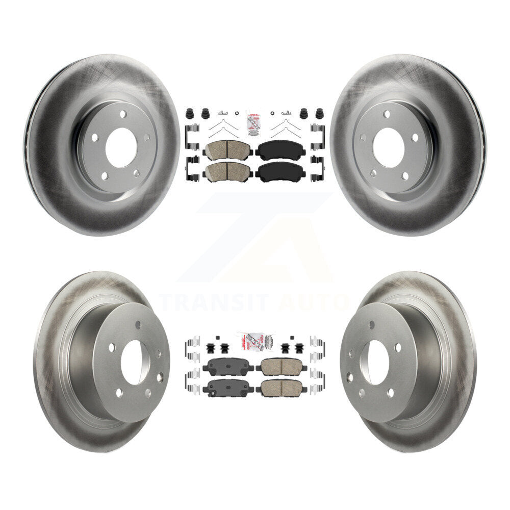 Front Rear Ceramic Pad Coat Disc Brake Rotors Kit For 2007-2012 Nissan Sentra SE-R Spec V KGA-102120