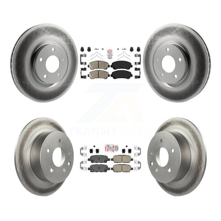 Front Rear Ceramic Pad Coat Disc Brake Rotors Kit For 2007-2012 Nissan Sentra SE-R Spec V KGA-102120
