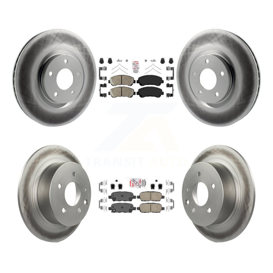 Front Rear Ceramic Pad Coat Disc Brake Rotors Kit For 2007-2012 Nissan Sentra SE-R Spec V KGA-102120