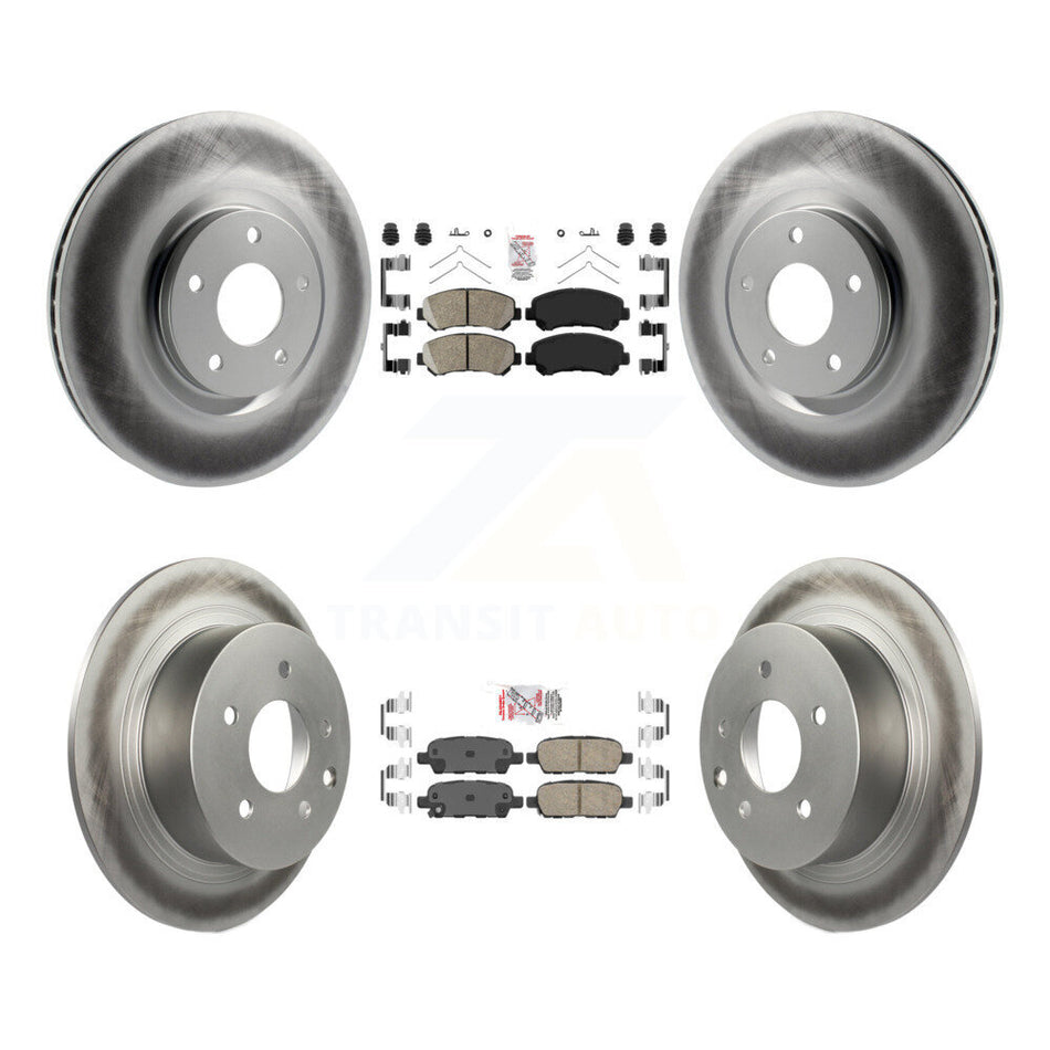 Front Rear Ceramic Pad Coat Disc Brake Rotors Kit For 2007-2012 Nissan Sentra SE-R Spec V KGA-102124