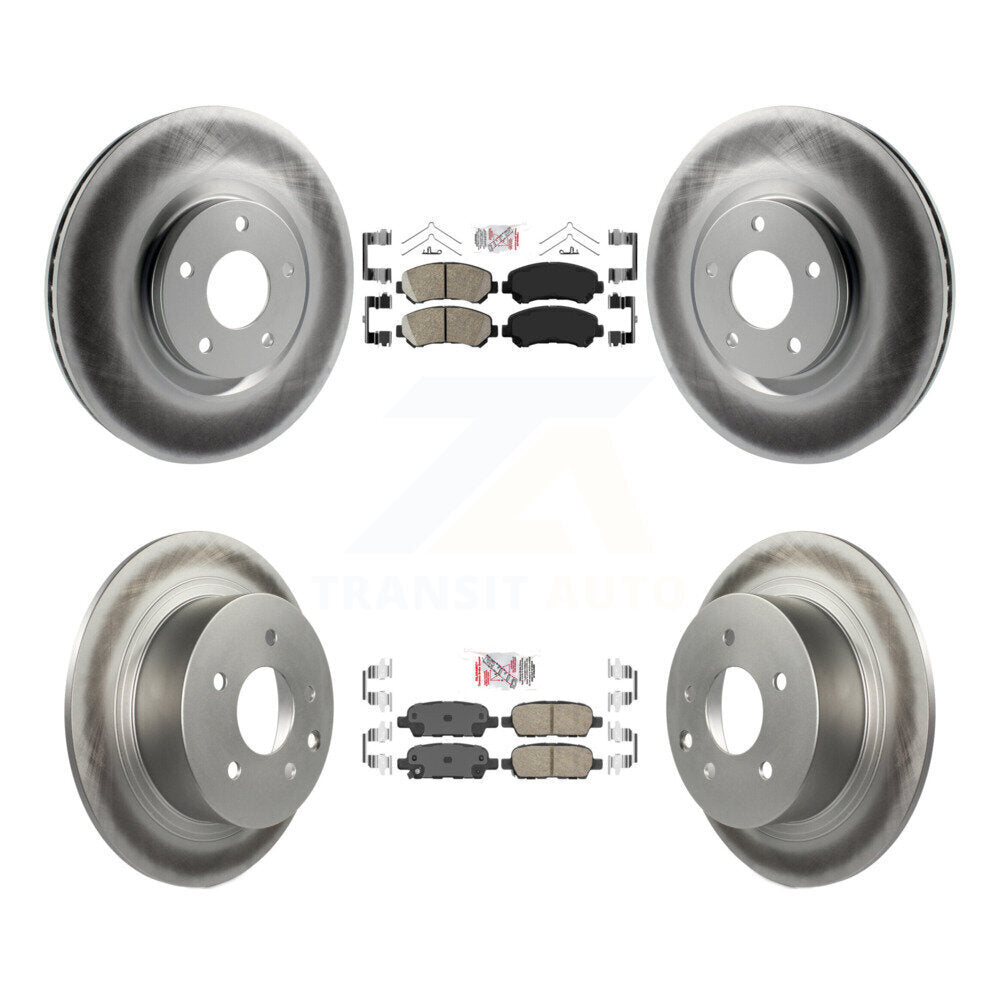 Front Rear Ceramic Pad Coat Disc Brake Rotors Kit For 2007-2012 Nissan Sentra SE-R Spec V KGA-102125