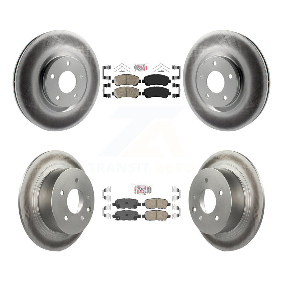 Front Rear Ceramic Pad Coat Disc Brake Rotors Kit For 2007-2012 Nissan Sentra SE-R Spec V KGA-102125