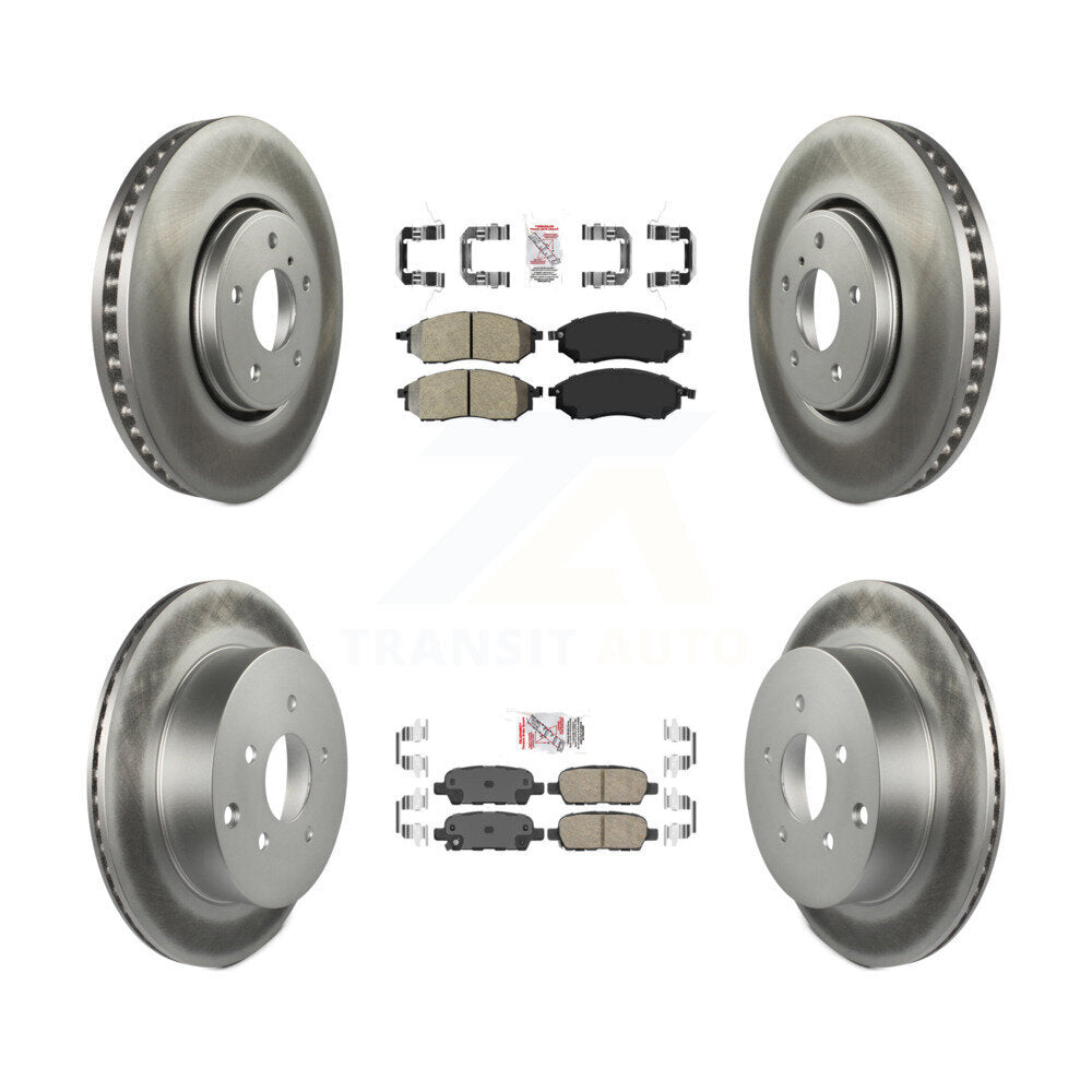 Front Semi-Metallic Rear Ceramic Pad & Coated Brake Rotor Kit For 2009-2012 INFINITI FX35 KGA-102127