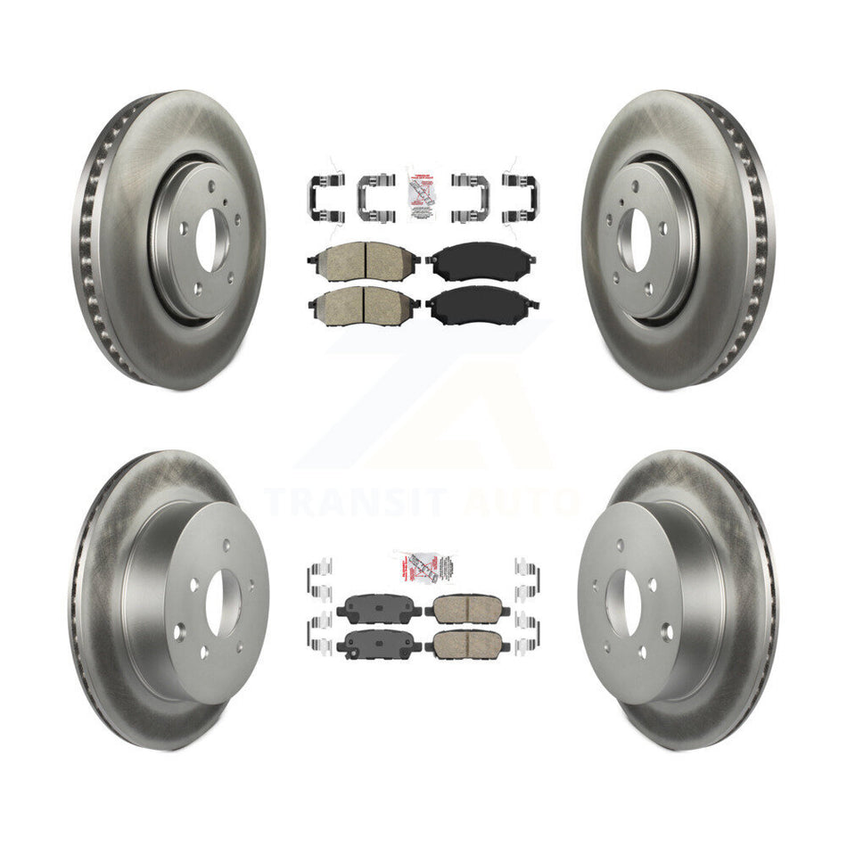 Front Semi-Metallic Rear Ceramic Pad & Coated Brake Rotor Kit For 2009-2012 INFINITI FX35 KGA-102127