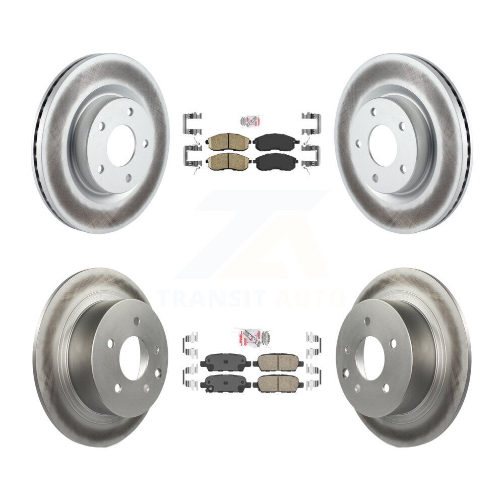 Front Rear Ceramic Pads And Coated Disc Brake Rotors Kit For 2007-2009 Nissan Altima KGA-102136