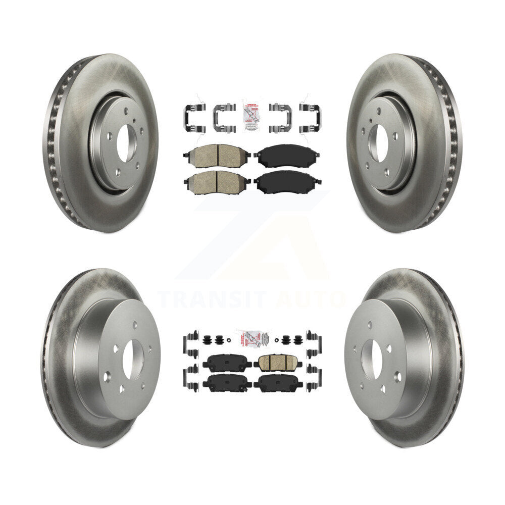 Front Semi-Metallic Rear Ceramic Pad & Coated Brake Rotor Kit For INFINITI FX35 FX37 FX45 KGA-102182