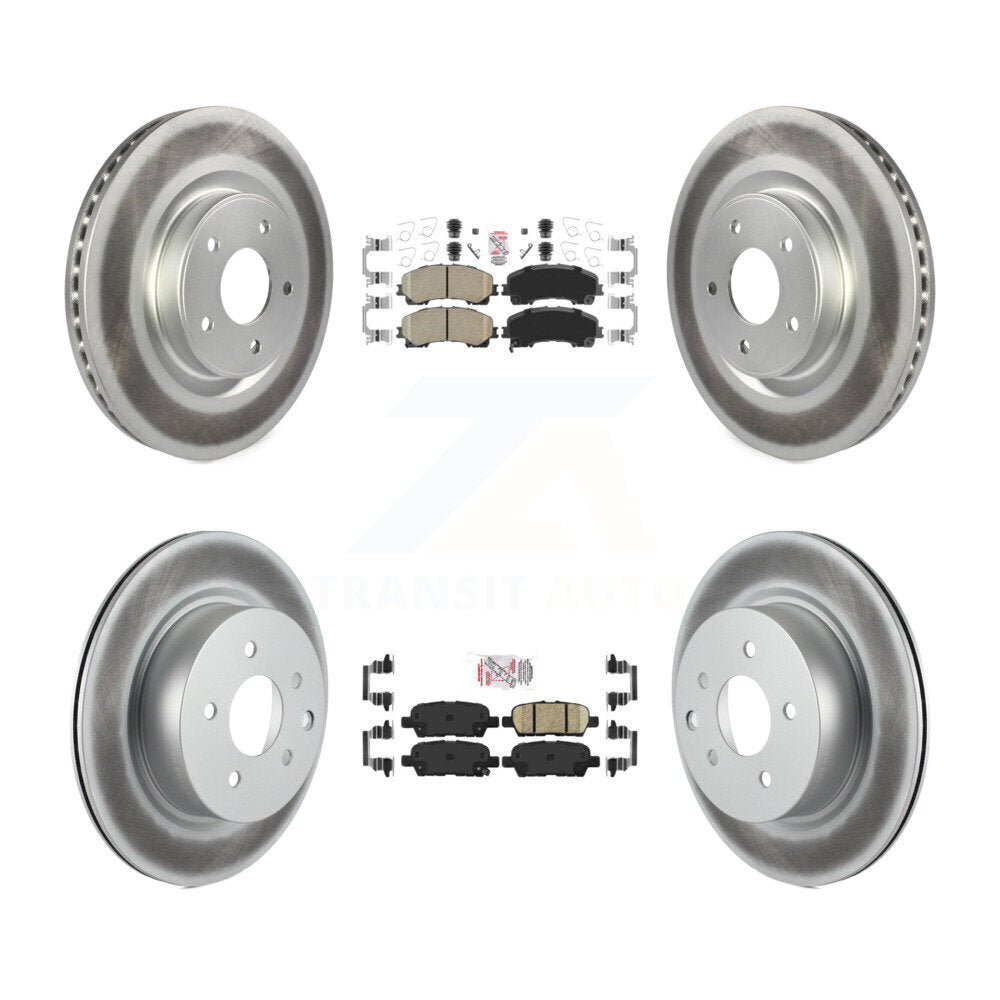 Front Rear Ceramic Pads And Coated Disc Brake Rotors Kit For 2016-2017 INFINITI QX50 KGA-102197