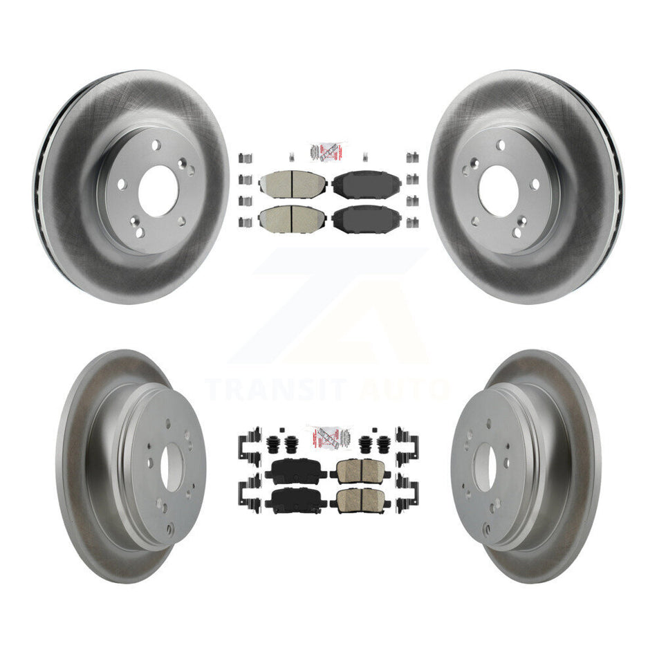 Front Semi-Metallic Rear Ceramic Pad & Coated Brake Rotor Kit For 2002-2004 Honda Odyssey KGA-102245