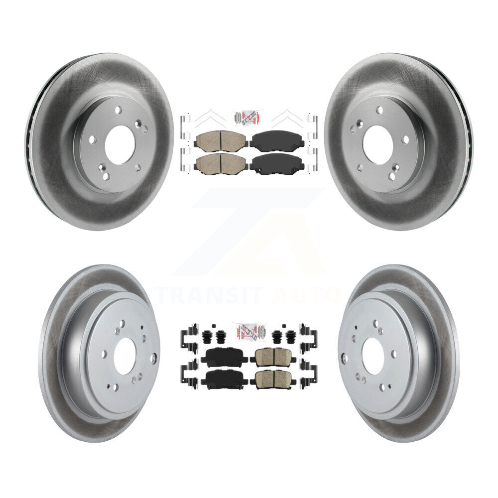 Front Rear Ceramic Pads And Coated Disc Brake Rotors Kit For 2003-2008 Honda Pilot KGA-102247