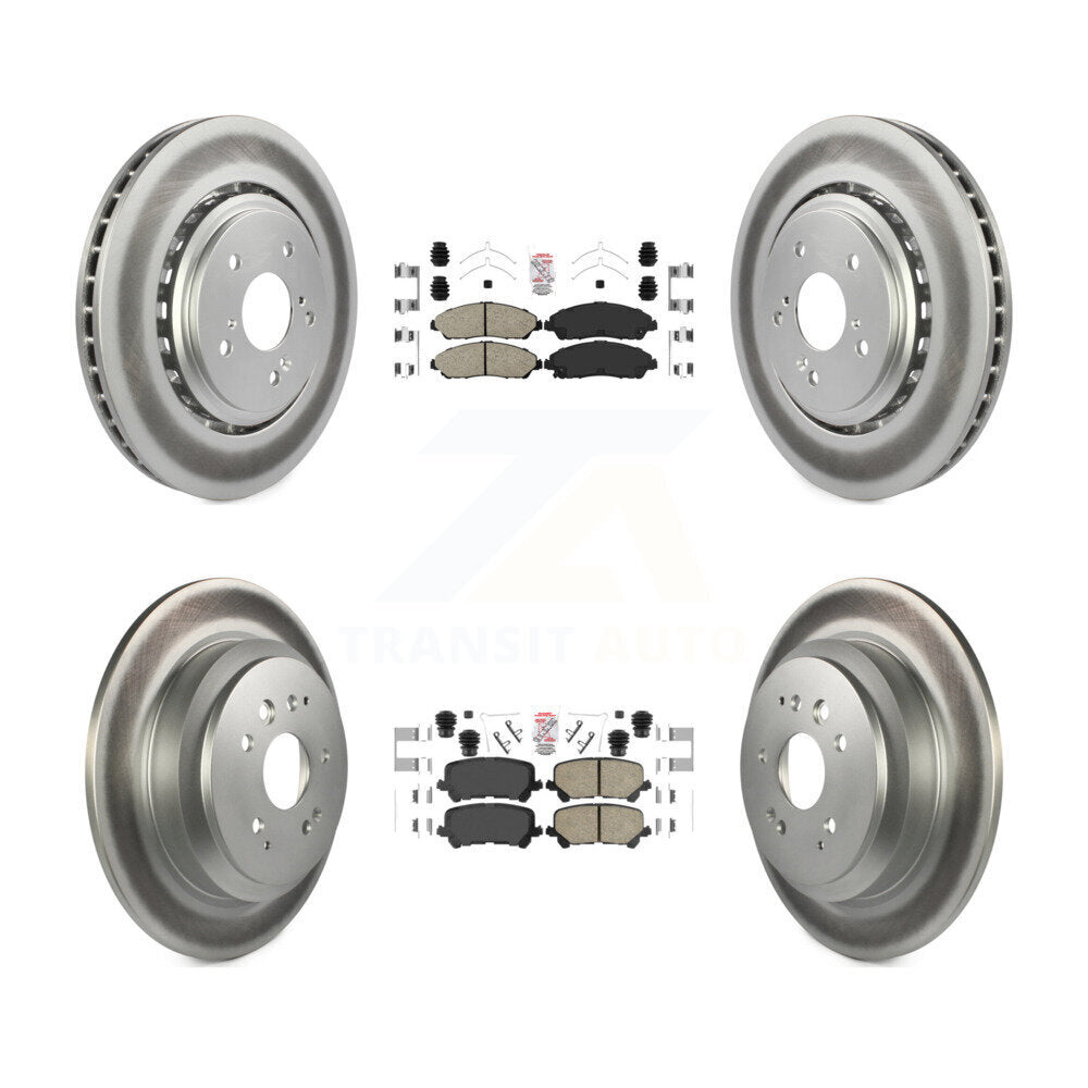 Front Rear Ceramic Pads And Coated Disc Brake Rotors Kit For 2014-2016 Acura MDX KGA-102253