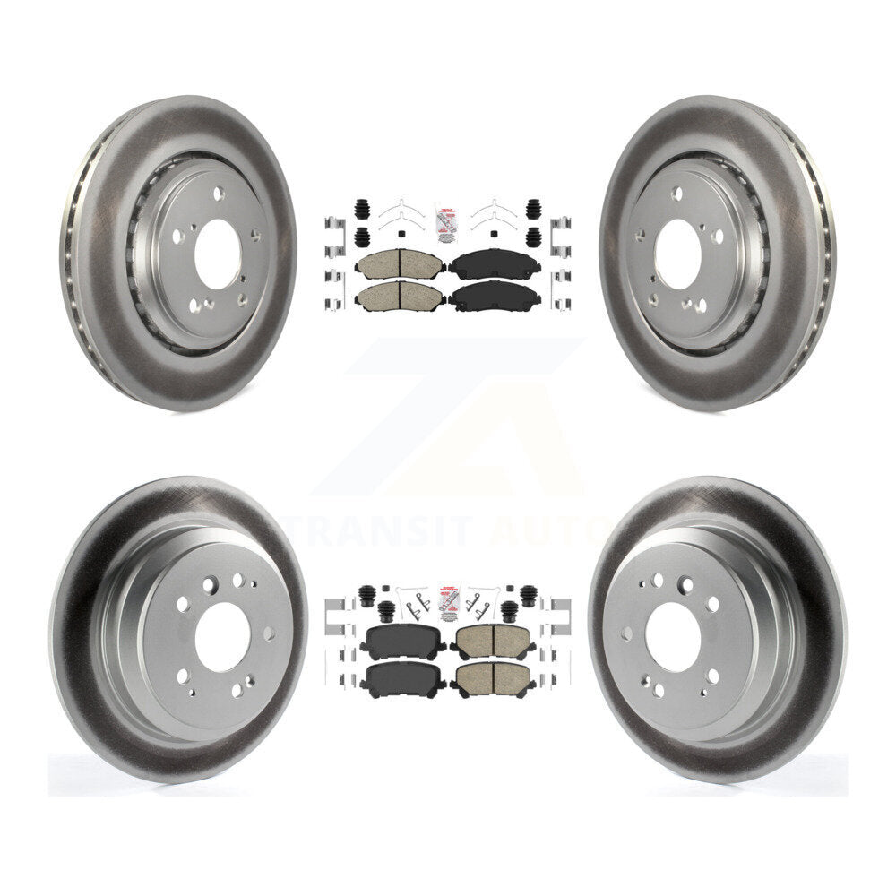 Front Rear Ceramic Pads And Coated Disc Brake Rotors Kit For Honda Pilot Ridgeline KGA-102257