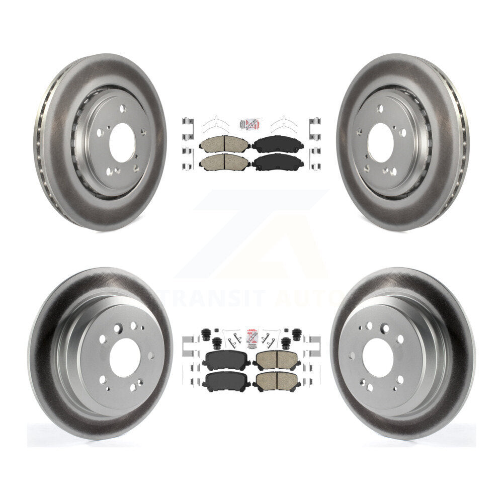 Front Rear Ceramic Pads And Coated Disc Brake Rotors Kit For Honda Pilot Ridgeline KGA-102258