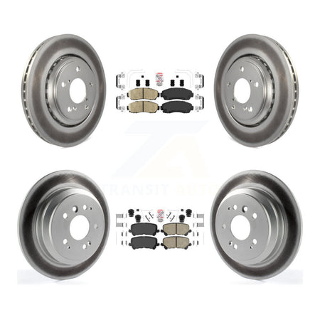 Front Rear Ceramic Pads And Coated Disc Brake Rotors Kit For 2019-2024 Honda Passport KGA-102262