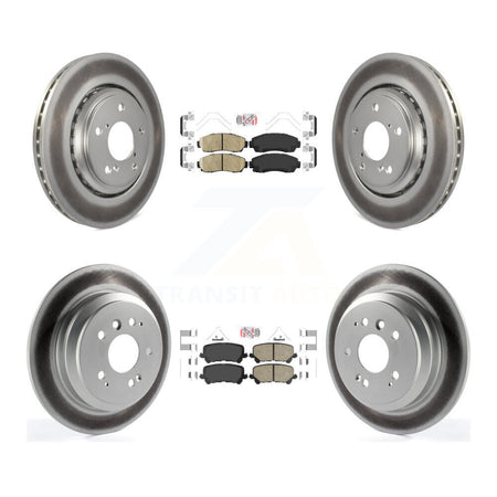 Front Rear Ceramic Pads And Coated Disc Brake Rotors Kit For 2019-2024 Honda Passport KGA-102263