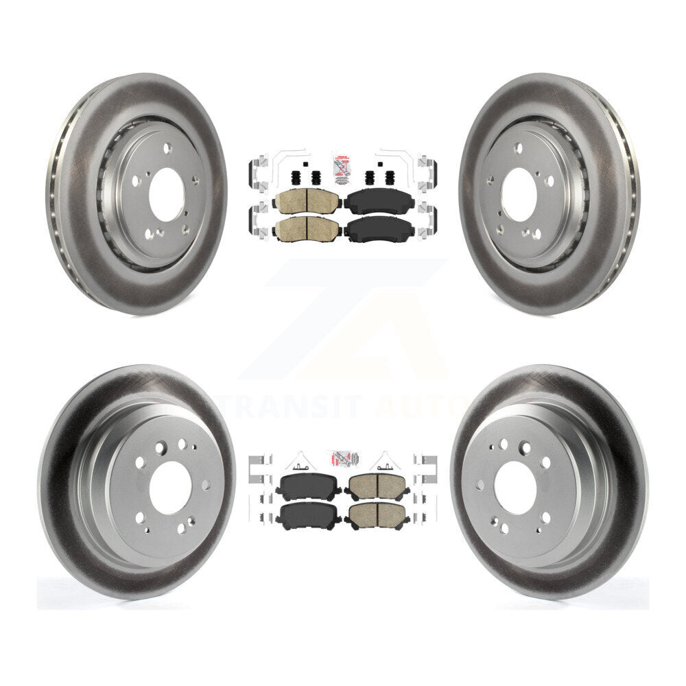 Front Rear Ceramic Pads And Coated Disc Brake Rotors Kit For 2019-2024 Honda Passport KGA-102264