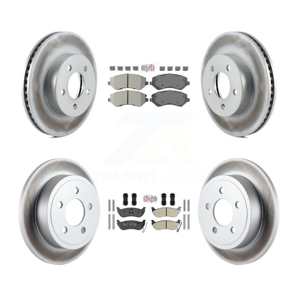 Front Rear Semi-Metallic Pads And Coated Disc Brake Rotors Kit For 2003-2007 Jeep Liberty KGA-102275