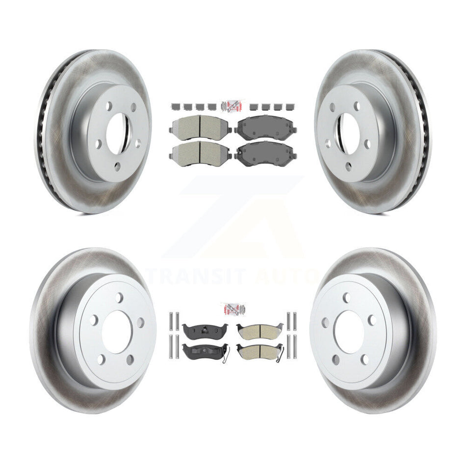 Front Rear Semi-Metallic Pads And Coated Disc Brake Rotors Kit For 2003-2007 Jeep Liberty KGA-102277