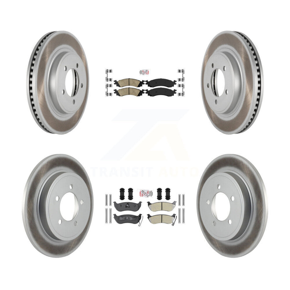 Front Ceramic Rear Semi-Metallic Pad Coated Brake Rotors Kit For Ford Explorer Sport Trac KGA-102281