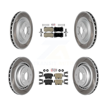 Front Semi-Metallic Rear Ceramic Pads And Coated Disc Brake Rotors Kit For Dodge Charger KGA-102363