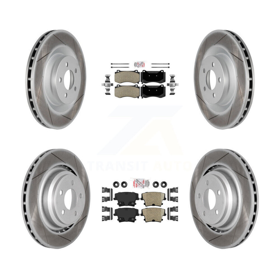 Front Semi-Metallic Rear Ceramic Pads And Coated Disc Brake Rotors Kit For Dodge Charger KGA-102363