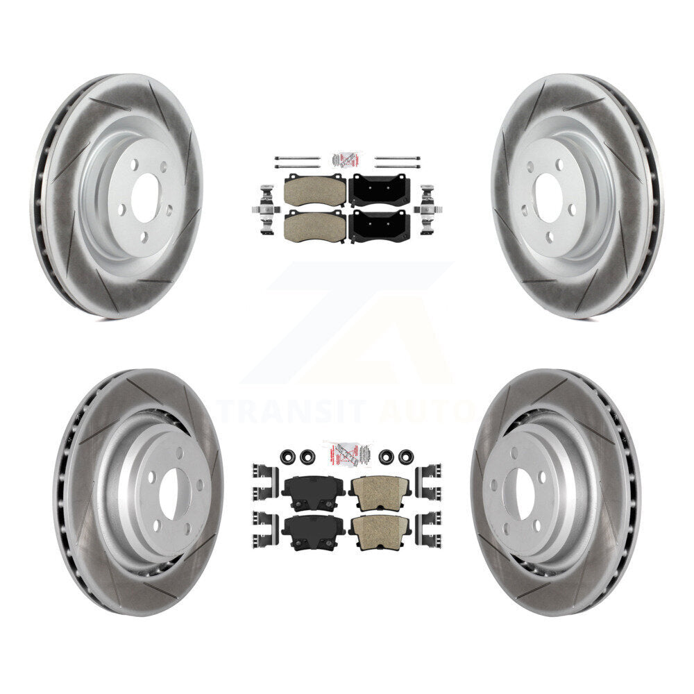 Front Semi-Metallic Rear Ceramic Pads And Coated Disc Brake Rotors Kit For Dodge Charger KGA-102367