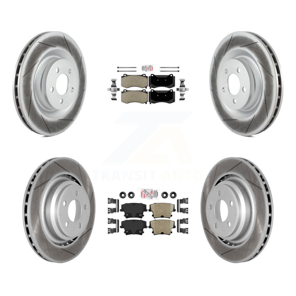 Front Semi-Metallic Rear Ceramic Pads And Coated Disc Brake Rotors Kit For Dodge Charger KGA-102367
