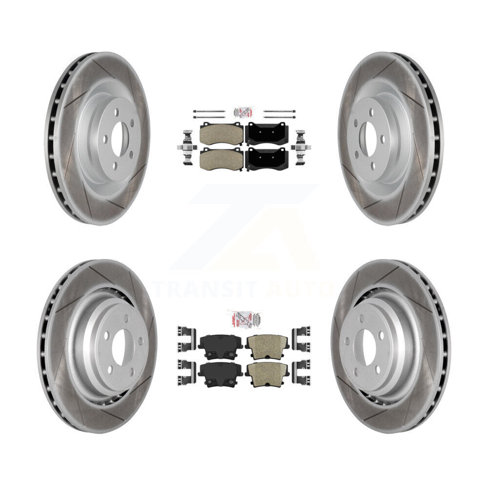 Front Semi-Metallic Rear Ceramic Pads And Coated Disc Brake Rotors Kit For Dodge Charger KGA-102374