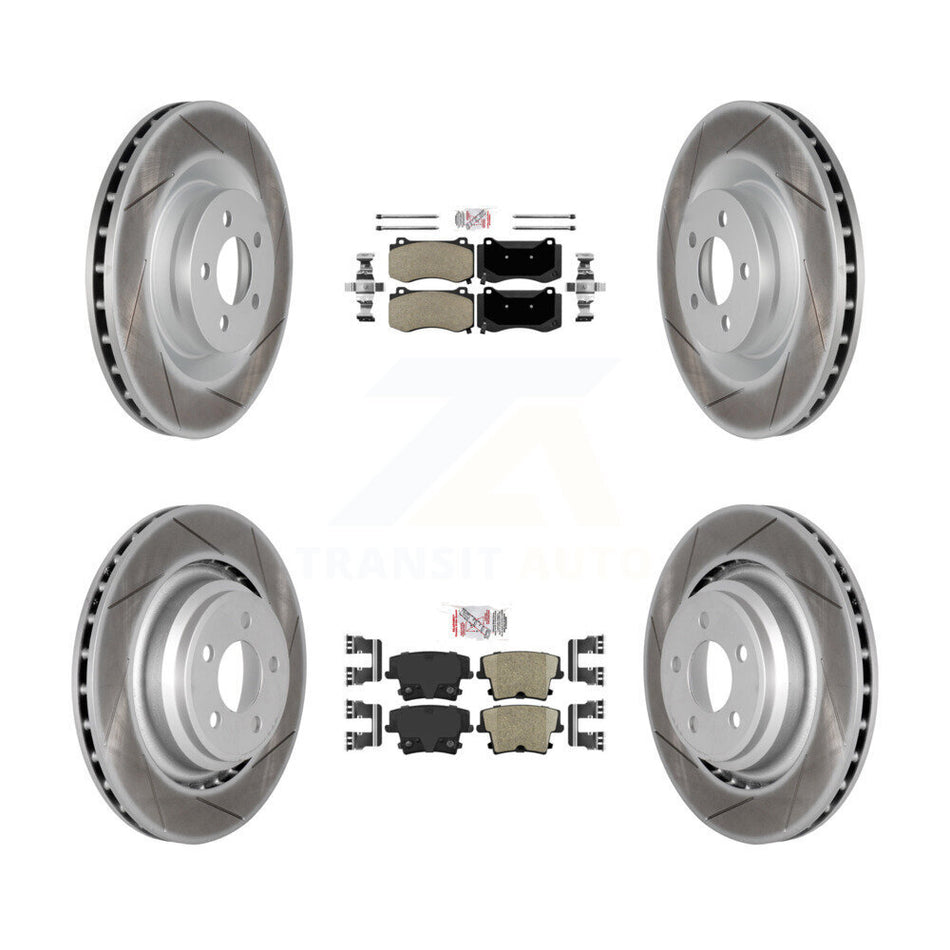 Front Semi-Metallic Rear Ceramic Pads And Coated Disc Brake Rotors Kit For Dodge Charger KGA-102374