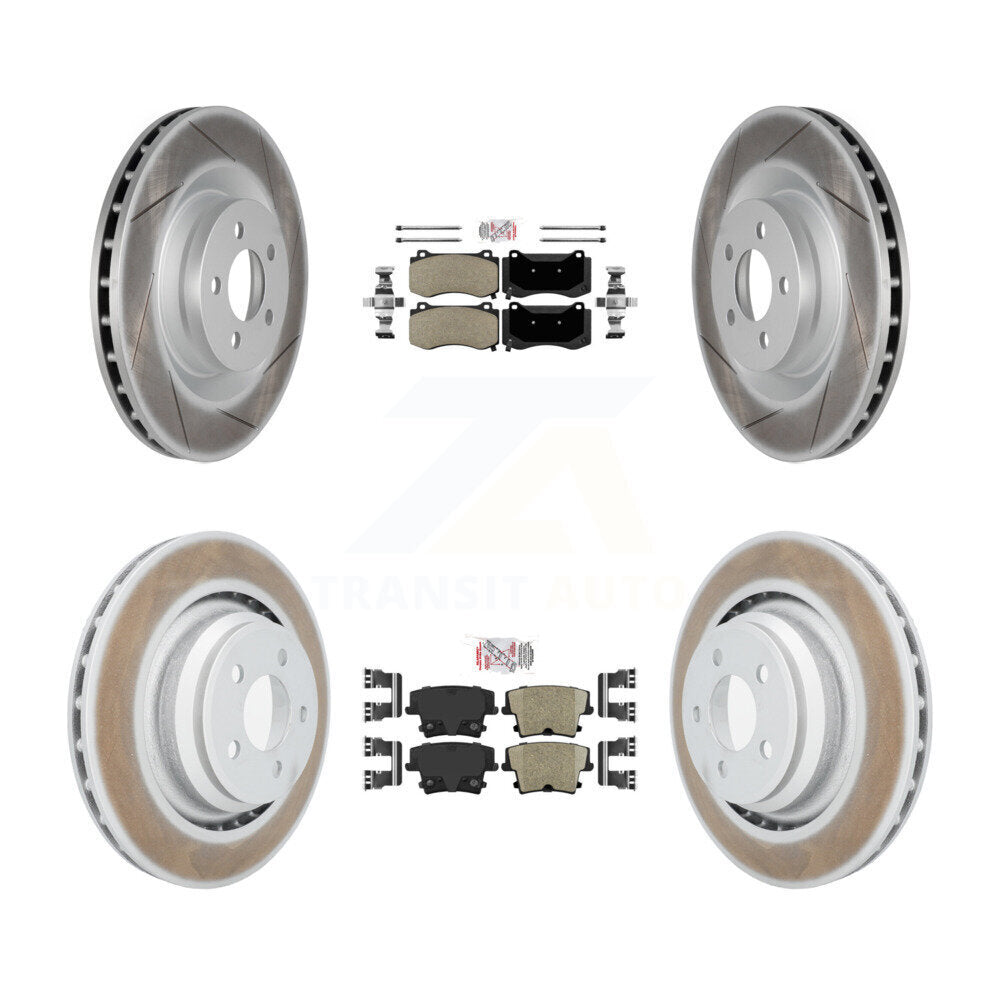Front Semi-Metallic Rear Ceramic Pads And Coated Disc Brake Rotors Kit For Dodge Charger KGA-102376