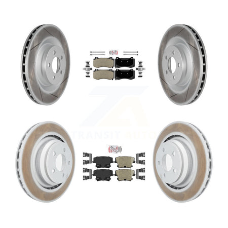 Front Semi-Metallic Rear Ceramic Pads And Coated Disc Brake Rotors Kit For Dodge Charger KGA-102376