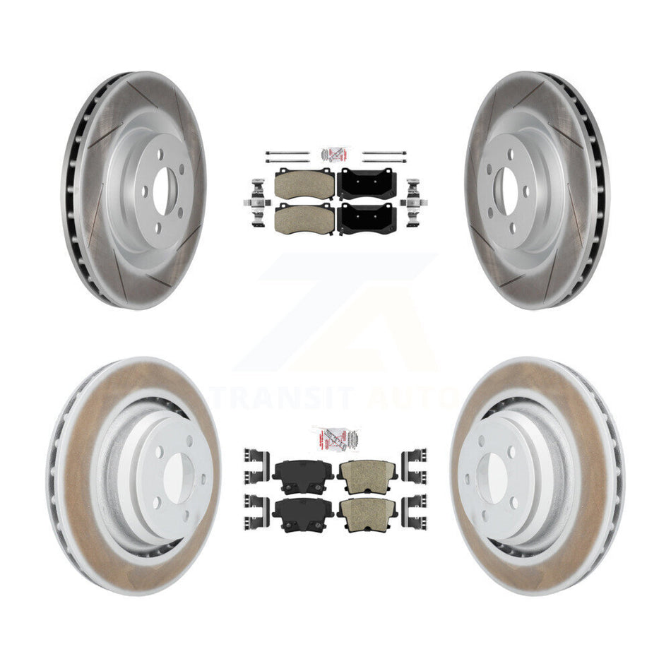 Front Semi-Metallic Rear Ceramic Pads And Coated Disc Brake Rotors Kit For Dodge Charger KGA-102376