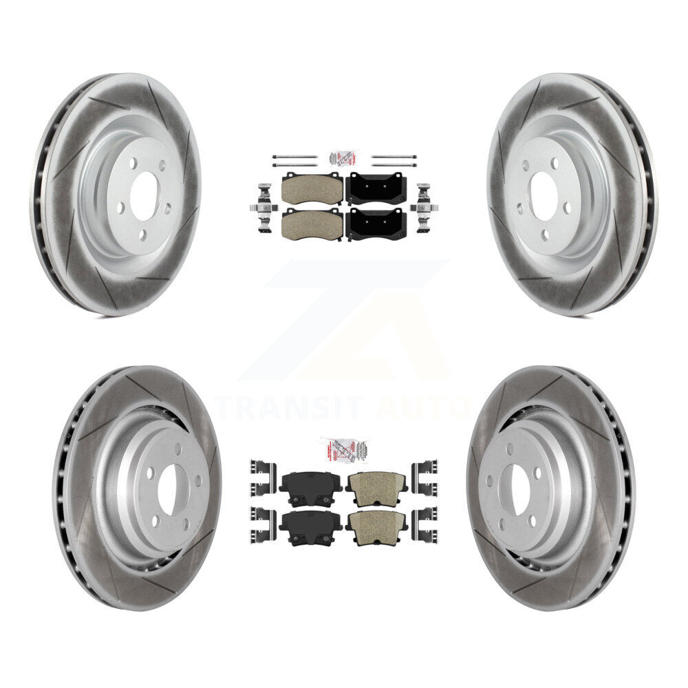 Front Semi-Metallic Rear Ceramic Pads And Coated Disc Brake Rotors Kit For Dodge Charger KGA-102378