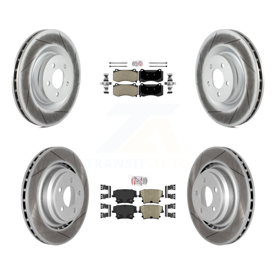 Front Semi-Metallic Rear Ceramic Pads And Coated Disc Brake Rotors Kit For Dodge Charger KGA-102378