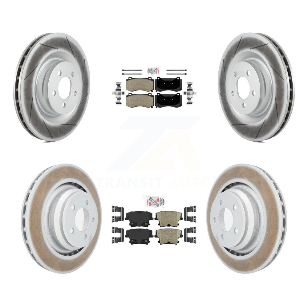 Front Semi-Metallic Rear Ceramic Pads And Coated Disc Brake Rotors Kit For Dodge Charger KGA-102380