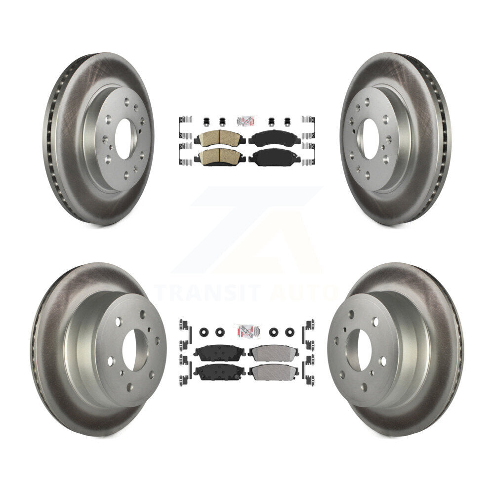 Front Ceramic Rear Semi-Metallic Pad Coated Brake Rotor Kit For Chevrolet GMC Sierra 1500 KGA-102390