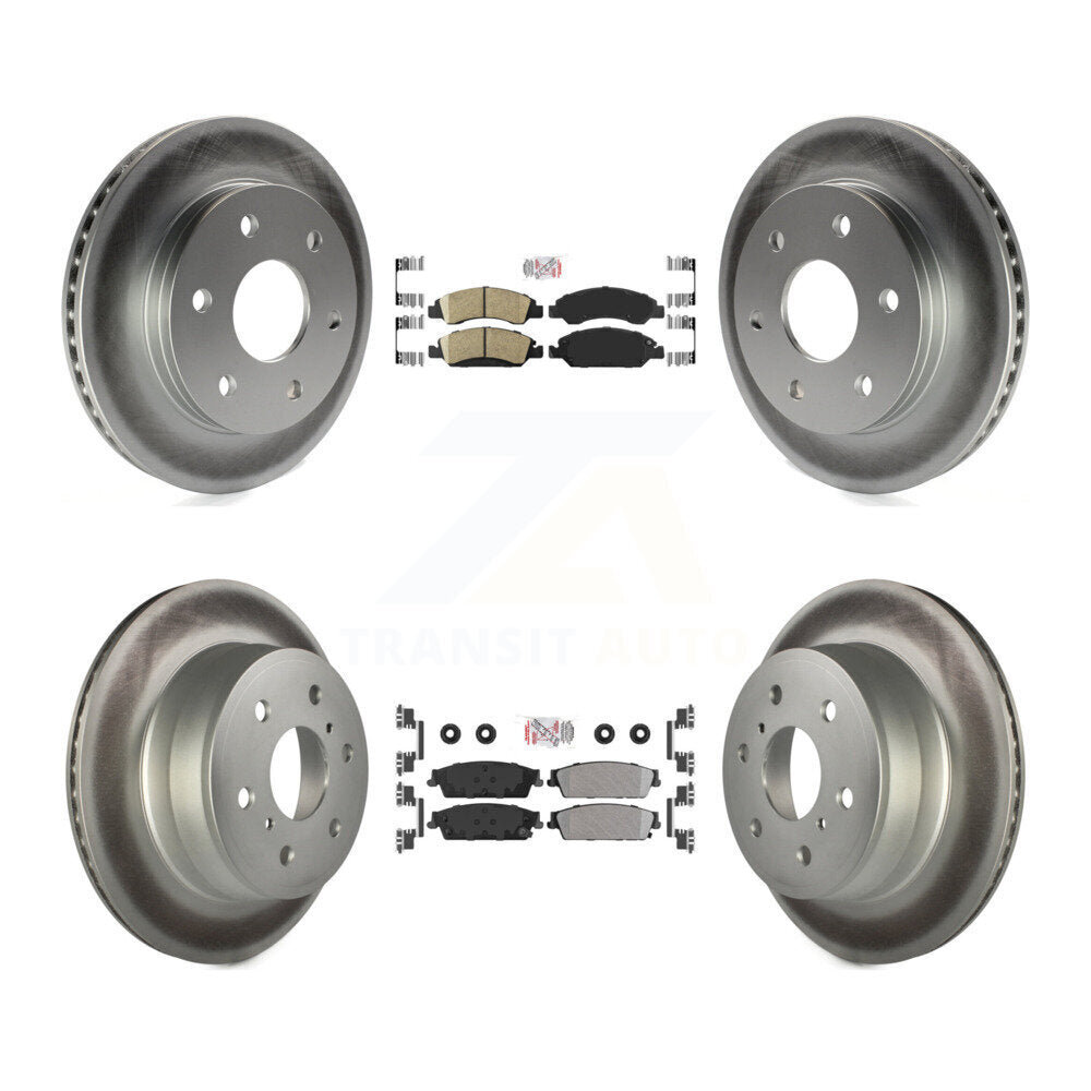 Front Ceramic Rear Semi-Metallic Pad And Coated Disc Brake Rotors Kit For GMC Sierra 1500 KGA-102402