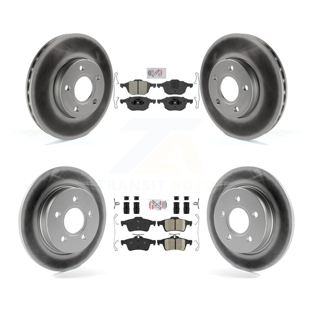 Front Semi-Metallic Rear Ceramic Pads And Coated Disc Brake Rotors Kit For Ford Focus KGA-102414